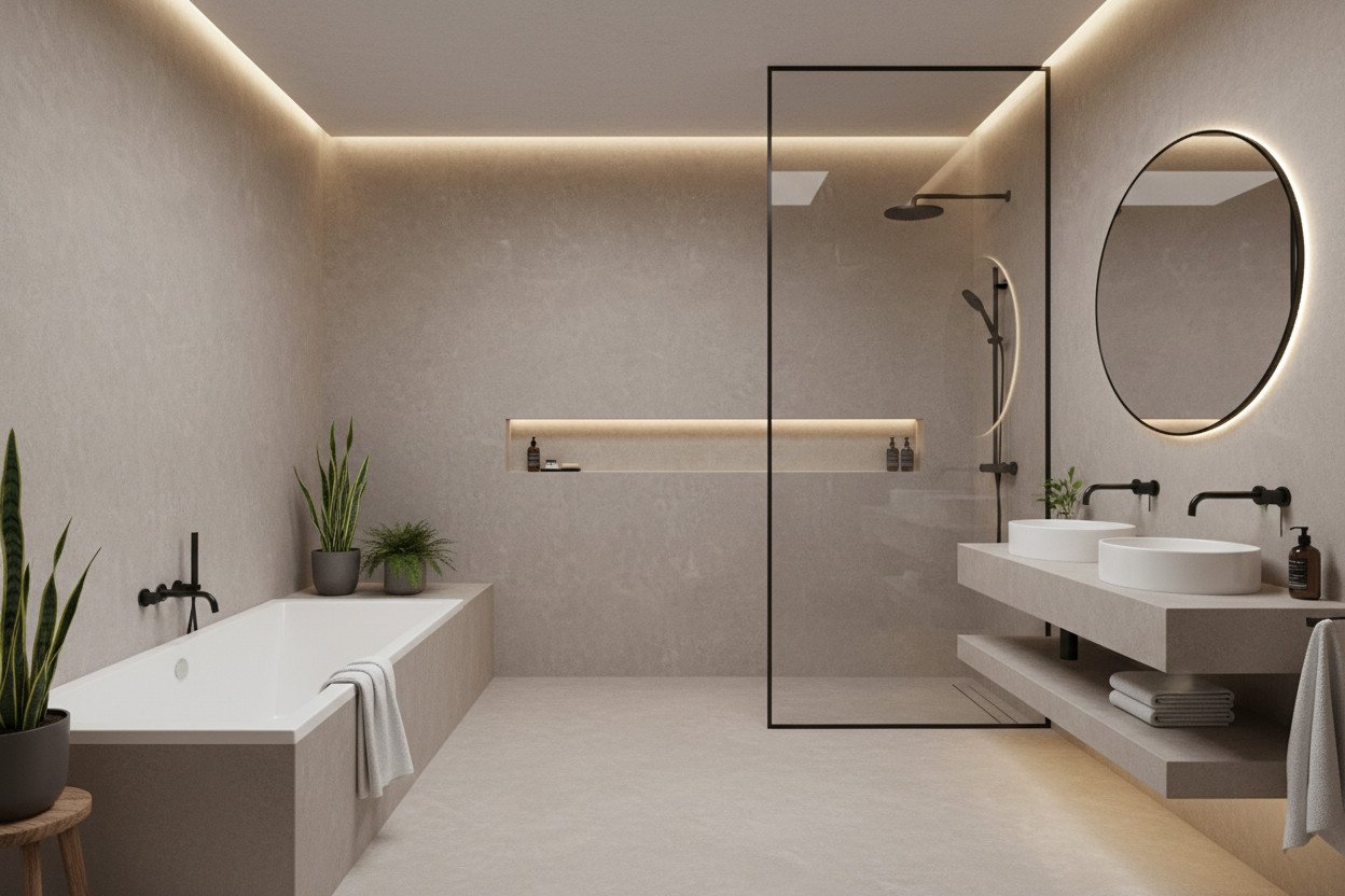 Mikrocement w łazience — szczegółowe zastosowania i pielęgnacja